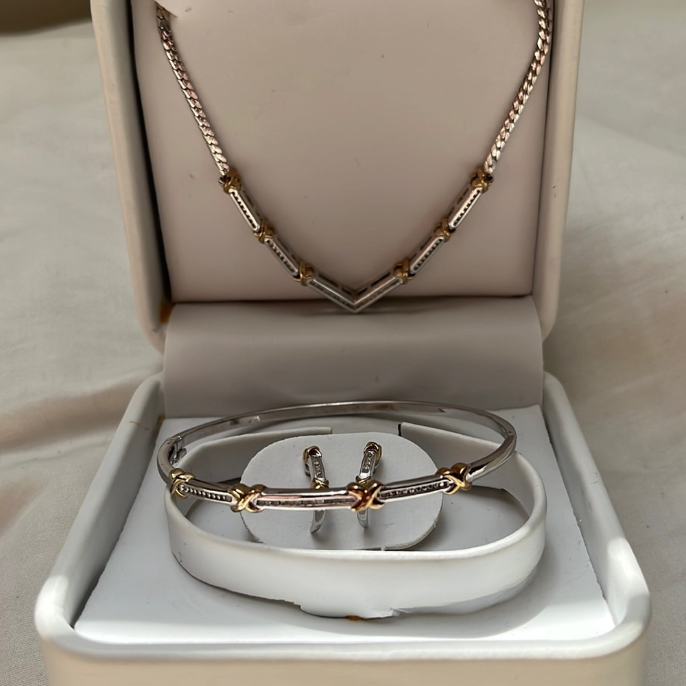sterling silver, diamond jewelry set